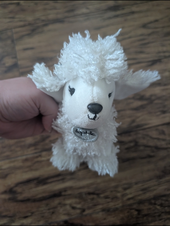 💥3/$24 Gymboree White Plush Poodle Purse with Silver Bow - Picture 2 of 5